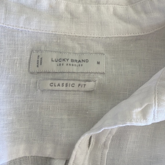 Lucky Brand button down linen shirt with slight cuffed sleeve. Size L - Picture 3 of 6